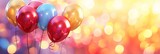 Fototapeta Tulipany - Birthday Celebration Background with Balloons on Blurred Background for Anniversary Generative AI