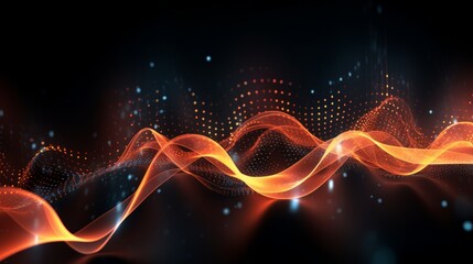 Canvas Print - dynamic symphony: abstract 3d rendering of interwoven dots and lines creating a wave of musical soun