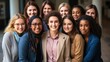 © AlexandraRooss - People in portrait hug and happy team work together and professional group collaboration Generative AI