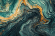 Emerald green and gold abstract nature background.
