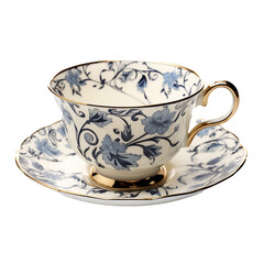 Bone china tea cup on white or transparent background