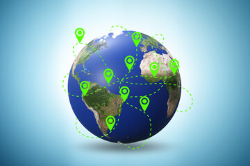 Global location concept with globe - 3d rendering