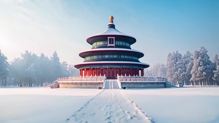 Wall Mural - Winter Majesty: The Iconic Beijing Temple of Heaven. Generative ai