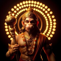 Wall Mural - Lord Hanuman portrait with mace