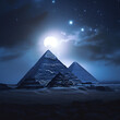Enchanting Moonlit Night with Pyramids Silhouette