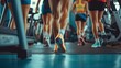 Sportive people in a gym. Concepts about lifestyle and sport in a fitness club , Depth of field. - AI Generated