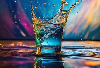 Wall Mural - Colourful water splash