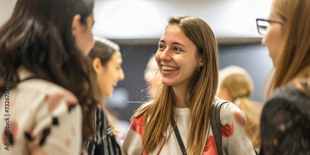 Reception Group meeting within a company, networking at a reception, group of employees ...