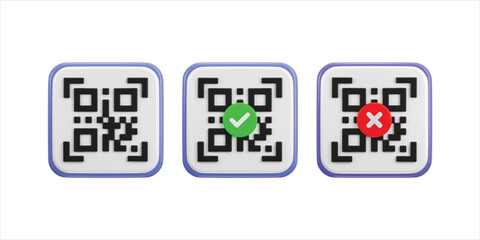 qr code scanning payment qr code 3d icon set