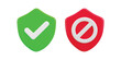 © sajjat - verification success and error alert icon with protect shield icon set