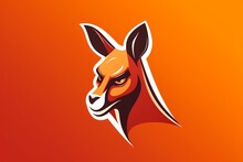 A Dynamic And Energetic Kangaroo Face Logo Illustration, Conveying Agility And Motion, Standing Out Against A Vibrant And Energetic Solid Backdrop