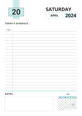 Wall Mural - Daily Planner April 2024