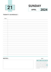 Wall Mural - Daily Planner April 2024
