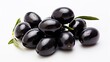 Black pitted olives isolated on white background