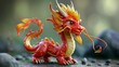 Chinese dragon statue on stone background, close-up, selective focus