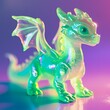 Neon-Lit Iridescent Dragon Figurine in a Fantasy World