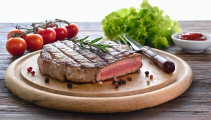 Poster - steak on table isolated on white