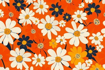 Pattern with bright flowers.