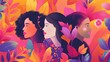 © Dudarte - Ilustração com muitas cores e perfis femininos.
