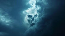 Terrifying Face Of Celestial Being Or Demon Forming In Storm Clouds