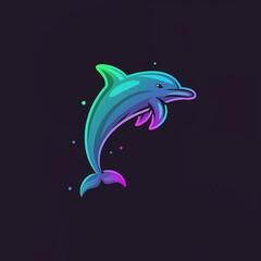 Wall Mural - Gradient Colored Logo of a Playful Dolphin.