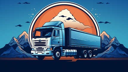 Professional vector design of truck logo, means of transportation, for the logistics industry