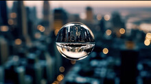 A Mesmerizing Glass Ball Reflects The Vibrant Lights Of New York City At Night