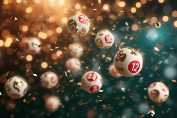 Wall Mural - Lottery balls with number at abstract background, Lotto game