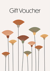 Poster - Gift Voucher - Schriftzug in englischer Sprache - Geschenkgutschein. Gutscheinkarte mit modernen abstrakten Blumen.