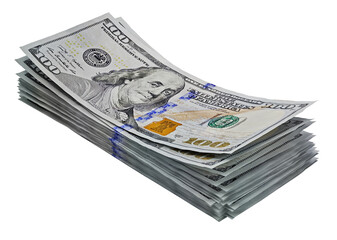 Wall Mural - Stack of 100 dollar bills isolated on transparent background. 3D illustration