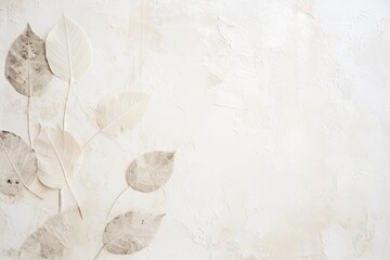 Wall Mural - laconic natural retro background with leaf prints in light pastel shades with free space for inscriptions