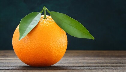 Wall Mural - one orange fruit with leaves cut out