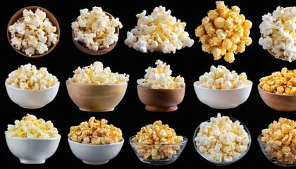 Canvas Print - a collection of popcorn isolated on a transparent background