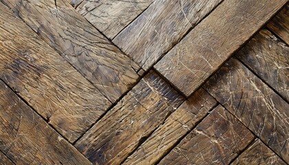 Wall Mural - deep scratches on old wooden parquet
