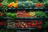 Fototapeta  - An abundant display of nutrient-rich produce, showcasing the benefits of a natural, whole food diet, at a local grocer's outdoor market, where plant-based options and superfoods reign supreme in a co