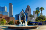 Fototapeta Sypialnia - Houston downtown at sunny day, in Houston, Texas, USA