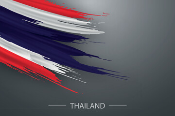 Wall Mural - 3d grunge brush stroke flag of Thailand
