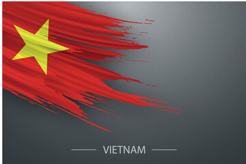 Wall Mural - 3d grunge brush stroke flag of Vietnam