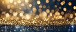 Glowing Midnight Delight: Hypnotic Blue and Gold Bokeh, Creating a Realm of Elegance and Enchantment - Ideal for Festive Celebrations and Grand Banners - Abstract Background 