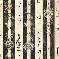 Wall Mural - Clarinet Pale instrument abstract patterns classical music, Seamless tile pattern AI