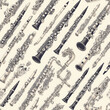 Clarinet Pale instrument abstract patterns classical music, Seamless tile pattern AI