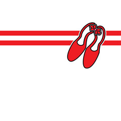 abstract vector image of two parallel lines with sneakers in red color, embroidered style. vector fo