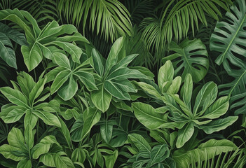  Tropical foliage plant leaf jungle pattern, isolated on transparent background (PNG)