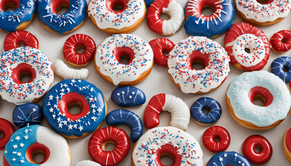 Wall Mural - 4th of July-themed donut assortment