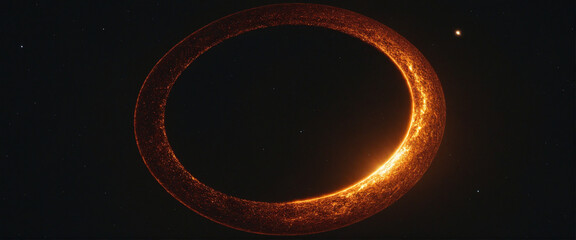 Wall Mural - Circular orange glow on black backdrop created by generative technology