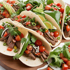 Wall Mural - Transparent background isolated beef tacos