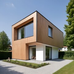 Wall Mural - House cube with wooden elements