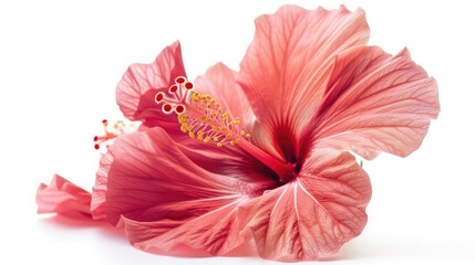 Canvas Print - Fresh hibiscus flower isolated on white background. Focus point