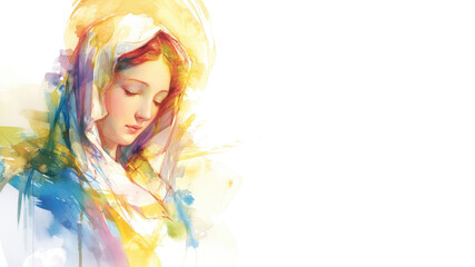 Wall Mural - Virgin mary watercolor Religious design art, Mary, holy Mary