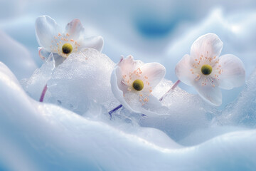  The Presence of Hidden Flowers Within the Snow. Conveys a Quiet Breath of Life from Within the Snow.